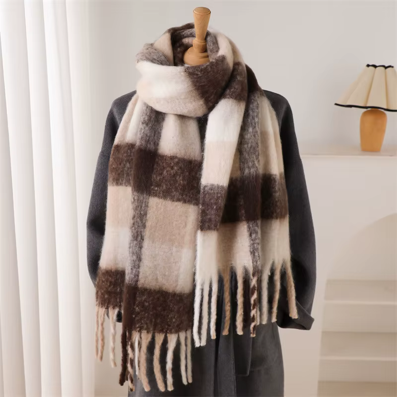 Mode de luxe épaissir écharpe hommes femmes hiver solide gland