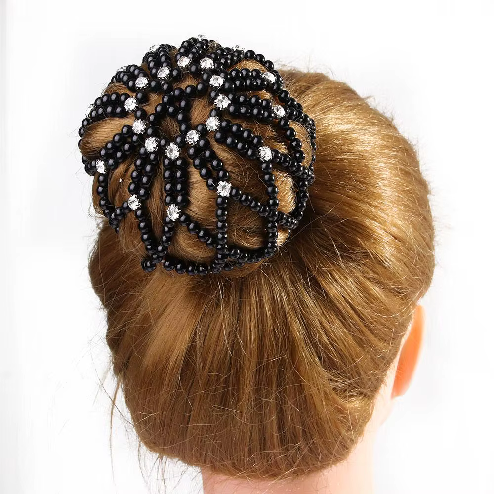 Mode dames Crochet Balle Snood cristal à la main chignon Net chapeaux perle filets à cheveux