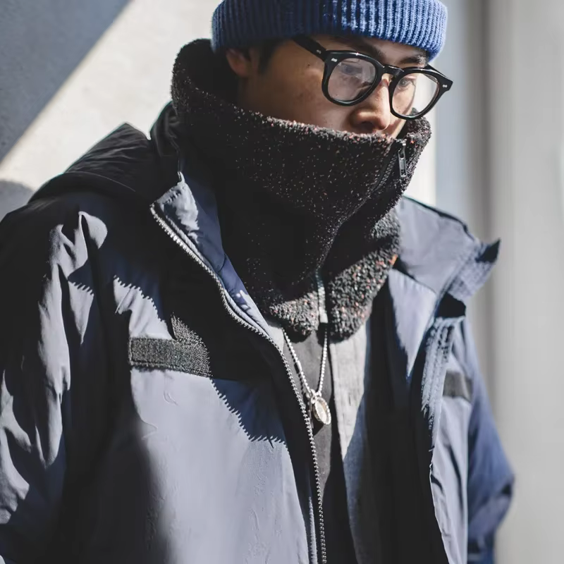 Maden Vintage hiver écharpe chauffante pour hommes chaud extérieur Zip polaire cou plus