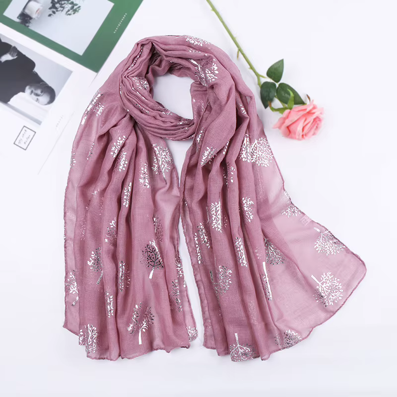 Été nouveau coton écharpe pour femmes filles étudiants argent arbre lin foulards doux tricot Viscose châle printemps femme Wrap châles