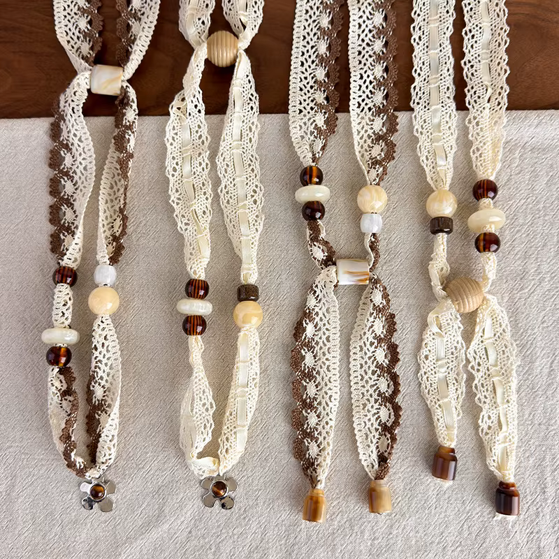 Écharpe en soie à dentelle bohème pour femme et fille