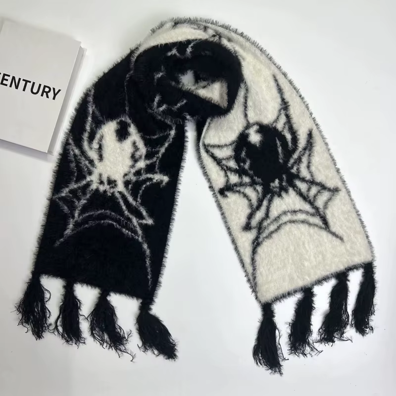 Écharpe gothique en fourrure de vison pour Halloween