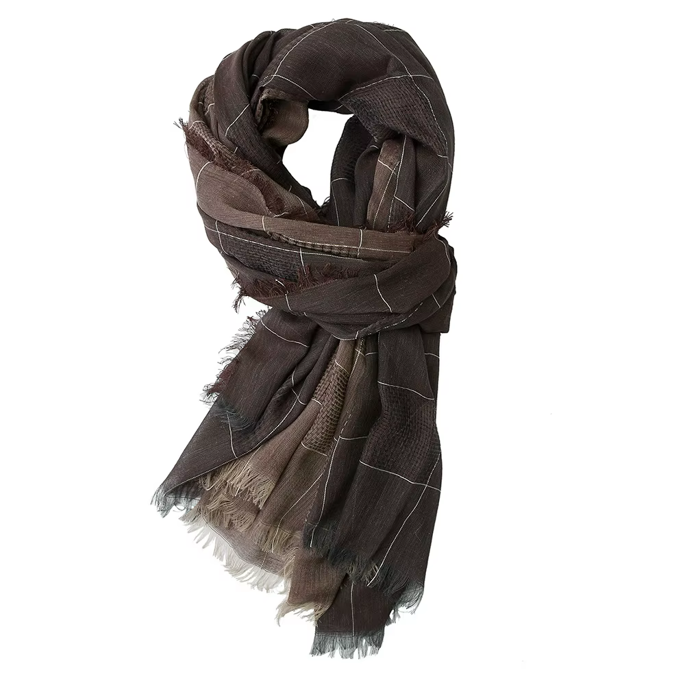Coton lin hommes écharpe Patchwork