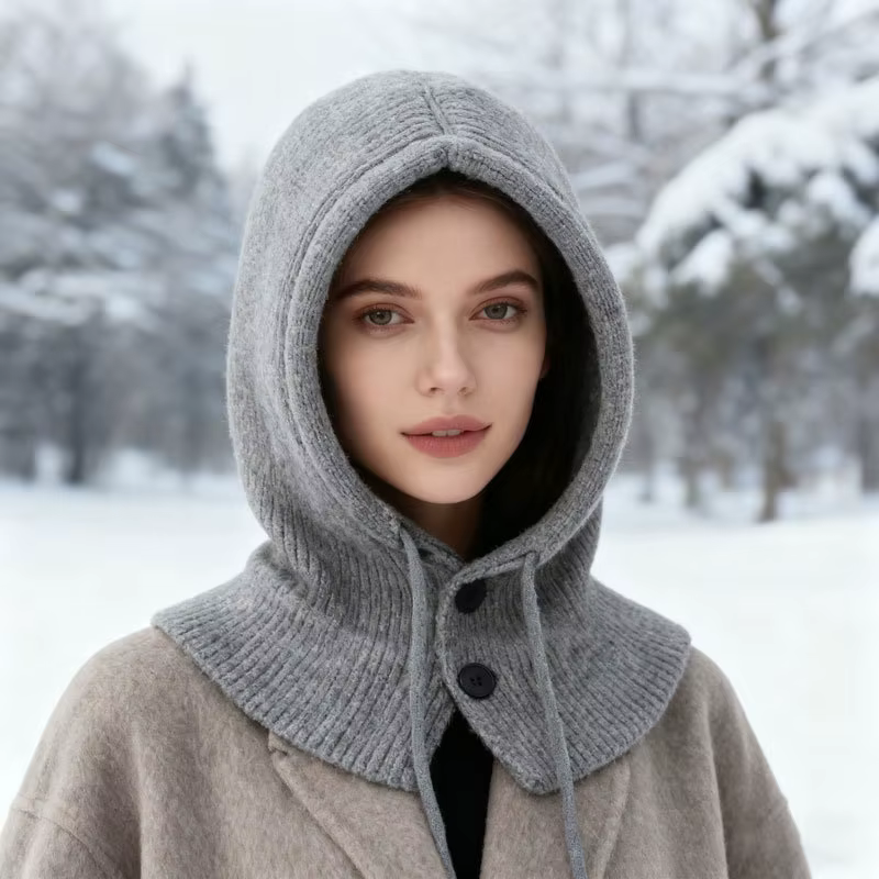 Hiver chaud à capuche écharpe chapeau tricot cagoule pour femmes hommes
