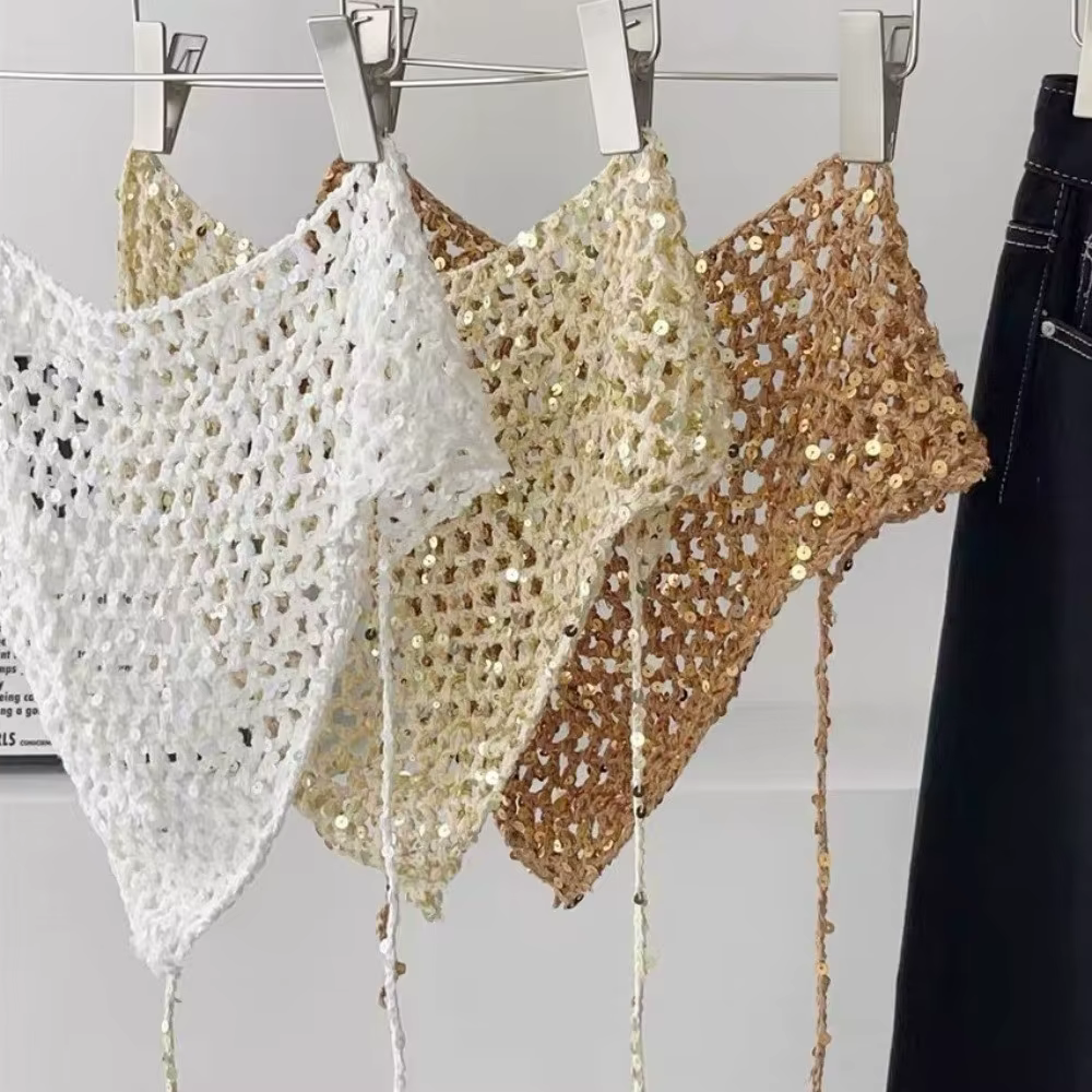 Écharpe triangulaire à sequins multifonctionnelle