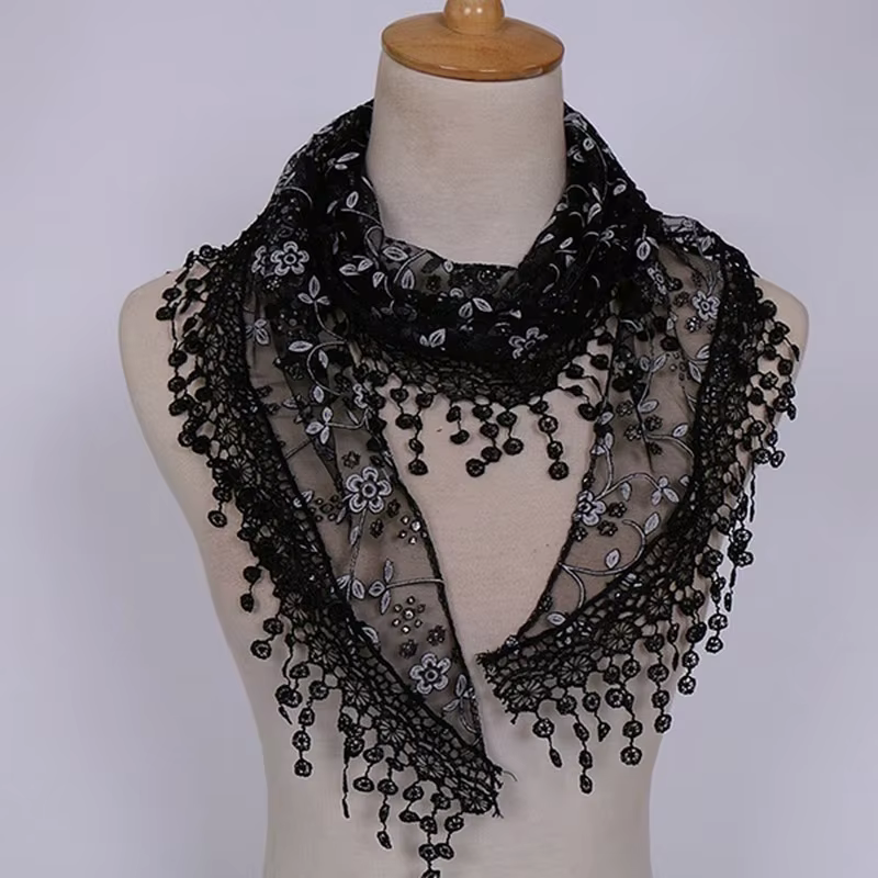 Écharpe Triangle en dentelle florale pour femme