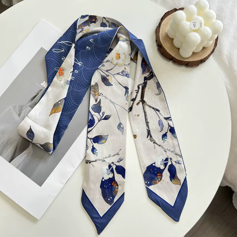 Nouveau Long sac écharpe femmes bandeau de cheveux dame accessoires imprimer foulards maigres