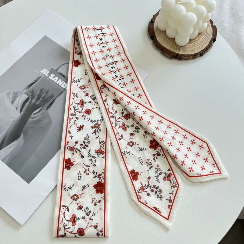 Nouveau Long sac écharpe femmes bandeau de cheveux dame accessoires imprimer foulards maigres