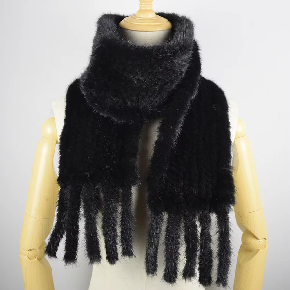 MS.MinShu-Écharpe en fourrure de vison unisexe, double face, pour l'hiver