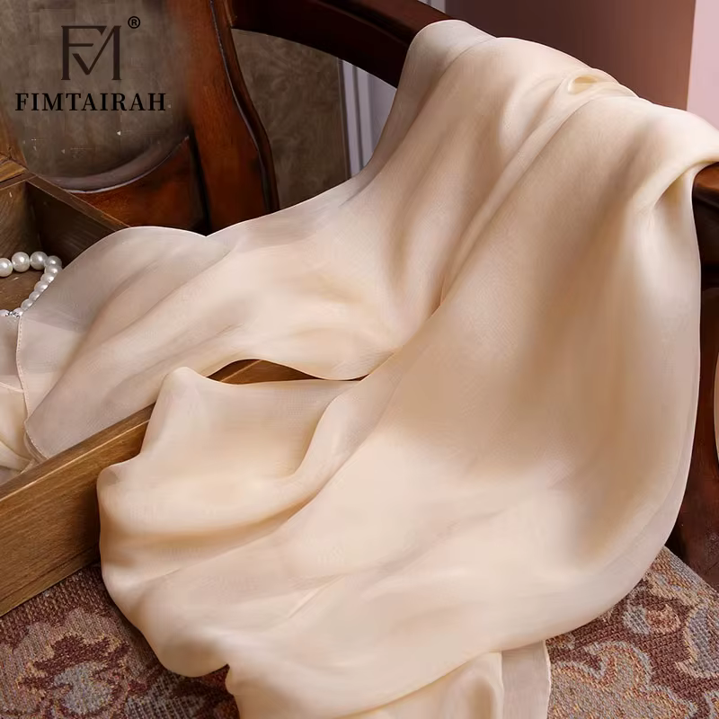 Injplanchers f-Foulard en soie beige pour femme