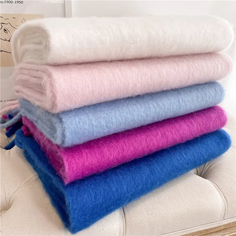 Écharpe d'hiver pour femmes cachemire chaud solide Pashmina couverture enveloppes femme épais doux Bufanda grand gland