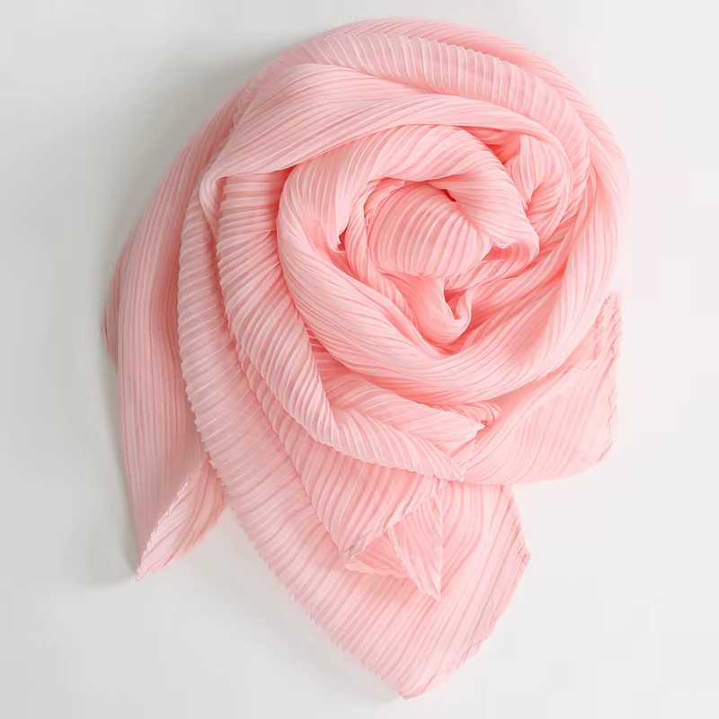 Miyake plissé large longue écharpe en soie printemps été automne hiver Cape femmes pare-brise châle épaule concepteur
