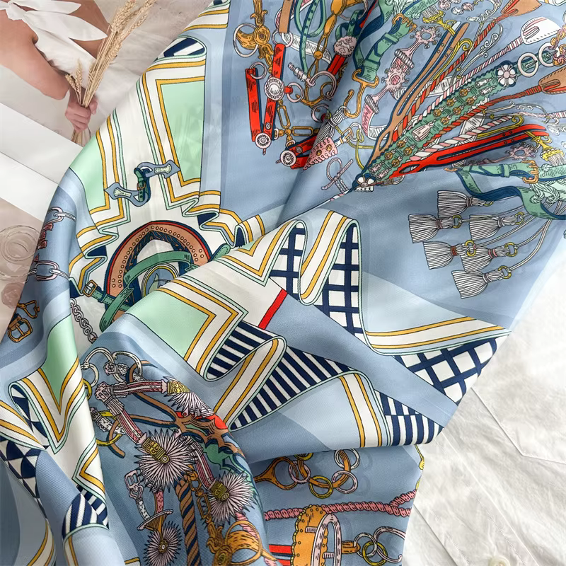 Foulard en soie sergé châles roulés à la main 90*90 cm foulards de mûrier manuels de créateur 100%