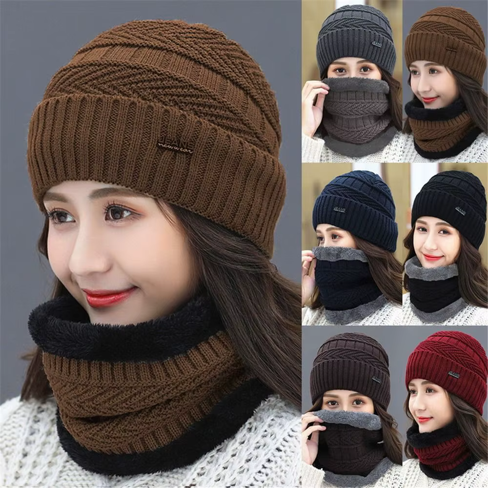 Ensemble deux pièces bonnet et écharpe pour hommes et femmes