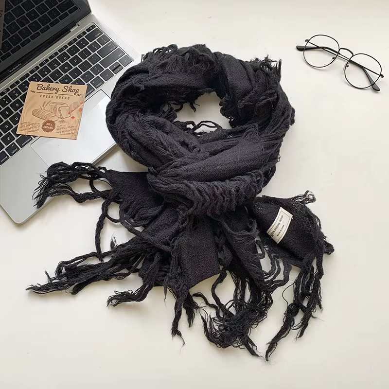 Écharpe Vintage avec pompon déchiré pour hommes et femmes