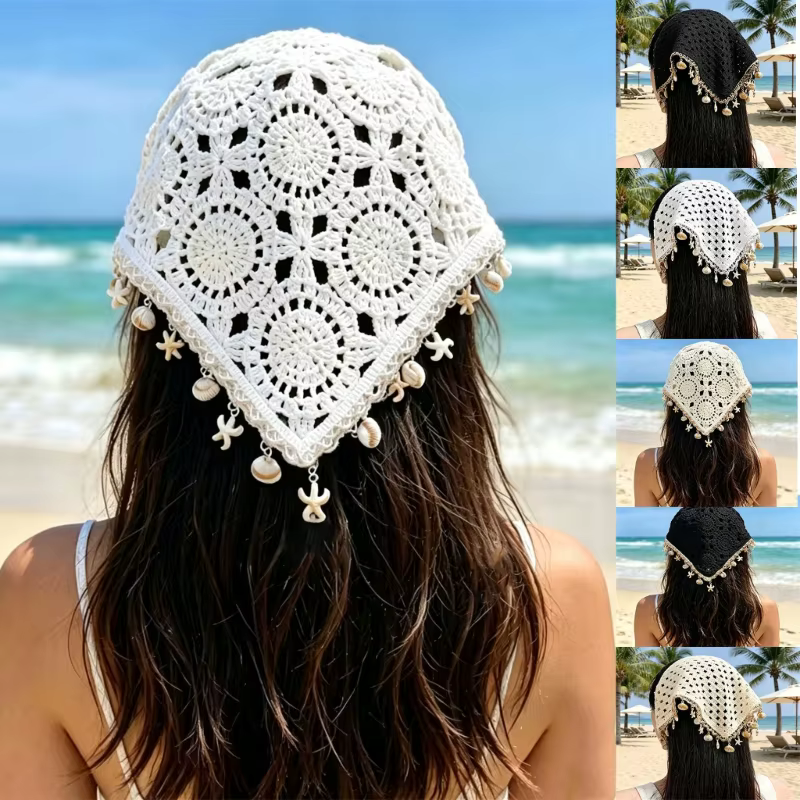 Foulard tête en Crochet ajouré pour femmes