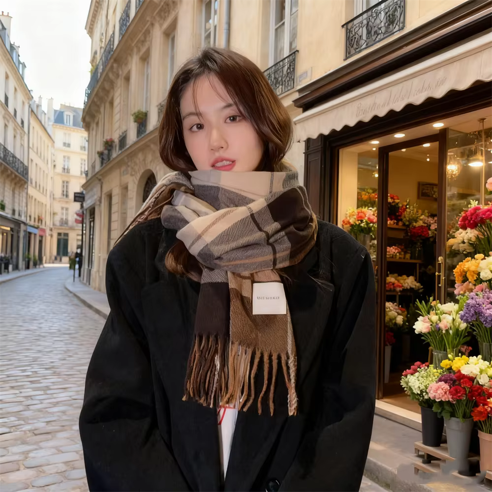 2025 nouveau épais chaud hiver écharpe conception imprimer femmes châle dame enveloppement gland foulards tricoté hommes Foulard couverture 200*50 CM