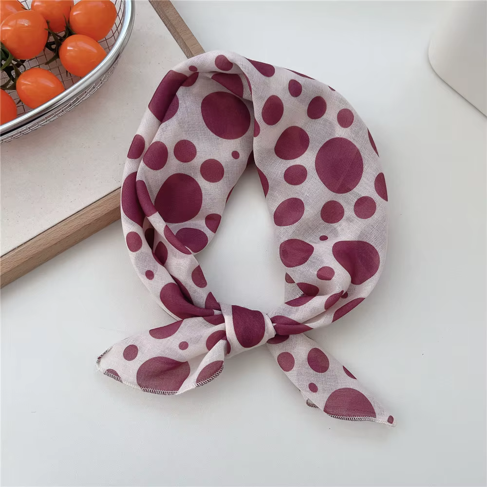 Coton lin 58cm écharpe carrée femmes foulard fleur imprimé géométrique