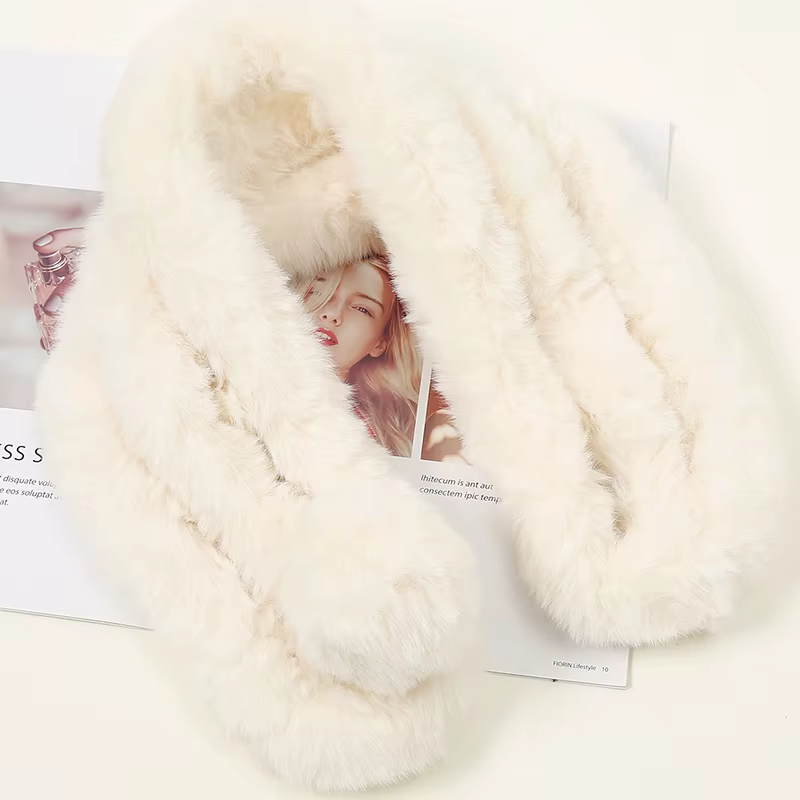 Hiver femmes trois tubes lapin cheveux écharpe couleur unie Simple enveloppement extérieur chaud épaissi foulard silencieux 70*14 cm