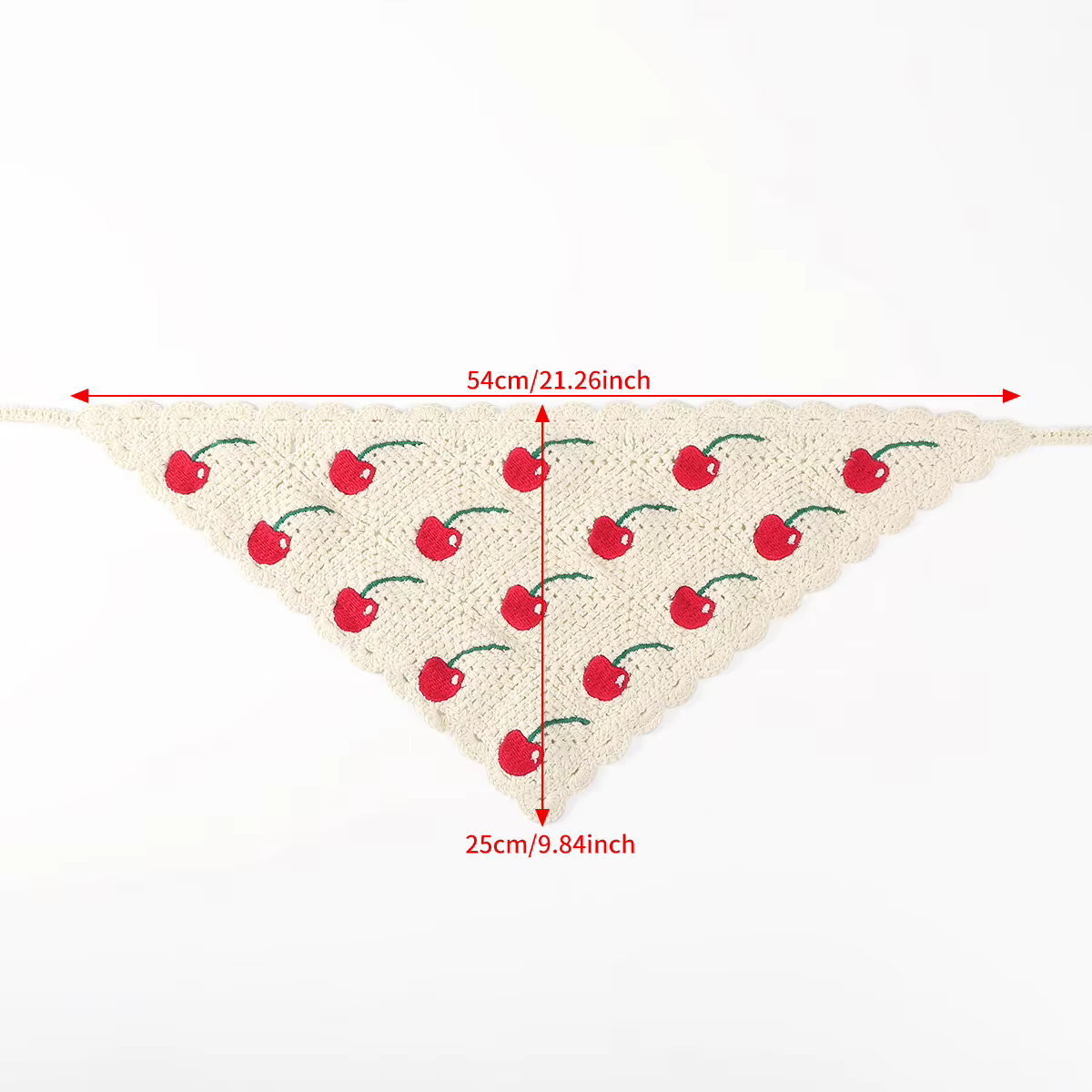 Foulard triangulaire en dentelle cerise pour filles