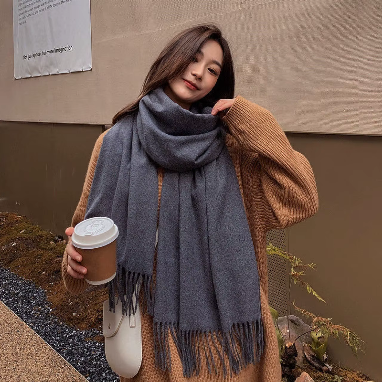 Nouvelles foulards d'hiver pour femmes écharpe en cachemire femme noir dames hiver