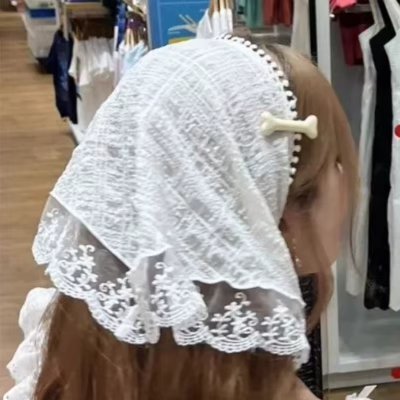 12 styles dentelle maille Triangle écharpe français pays Style Floral cheveux