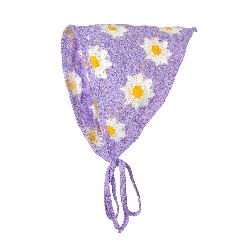 1 pièces foulard de cheveux pour femmes à la mode doux style rustique tricoté fleur