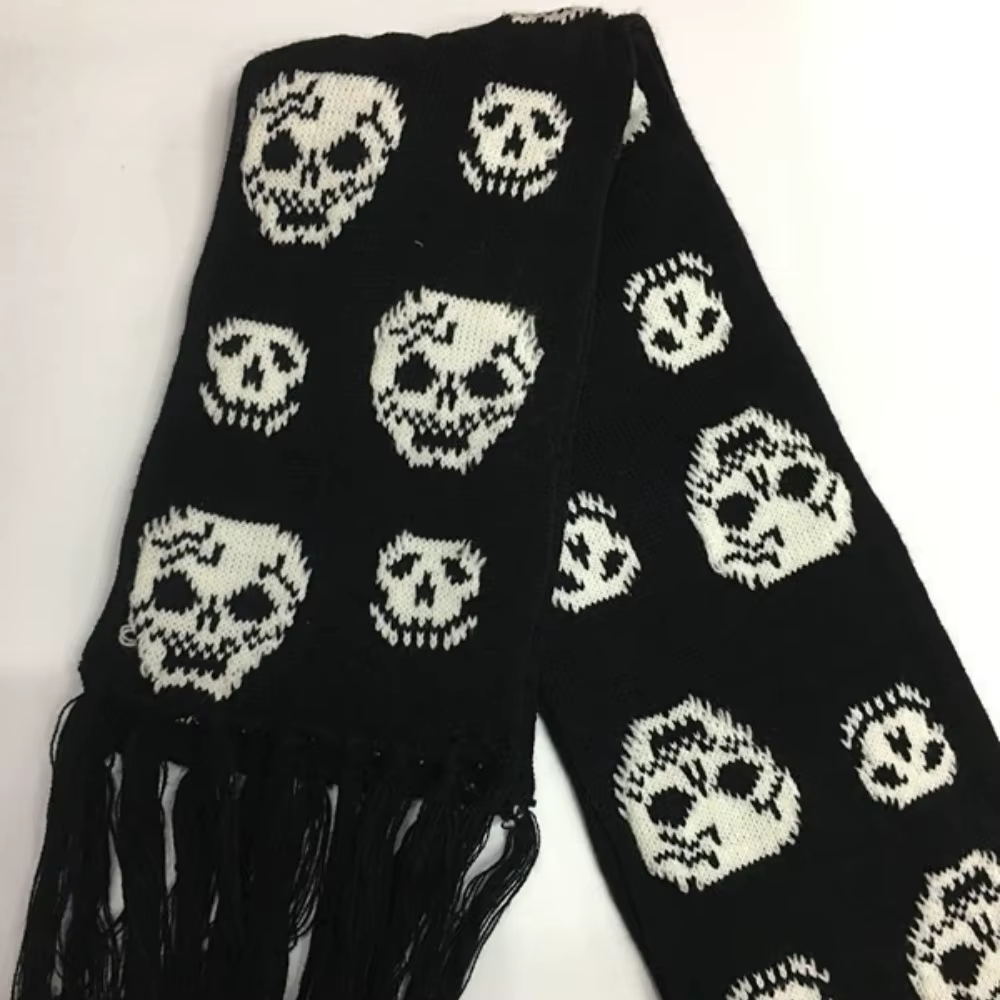 Écharpe gothique en forme de crâne pour Halloween