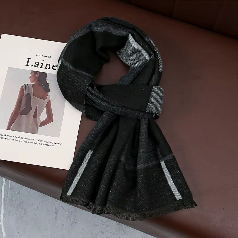 Luxe hiver homme écharpe Plaid châle chaud automne cachemire mouchoir doux extérieur silencieux Bufanda solide
