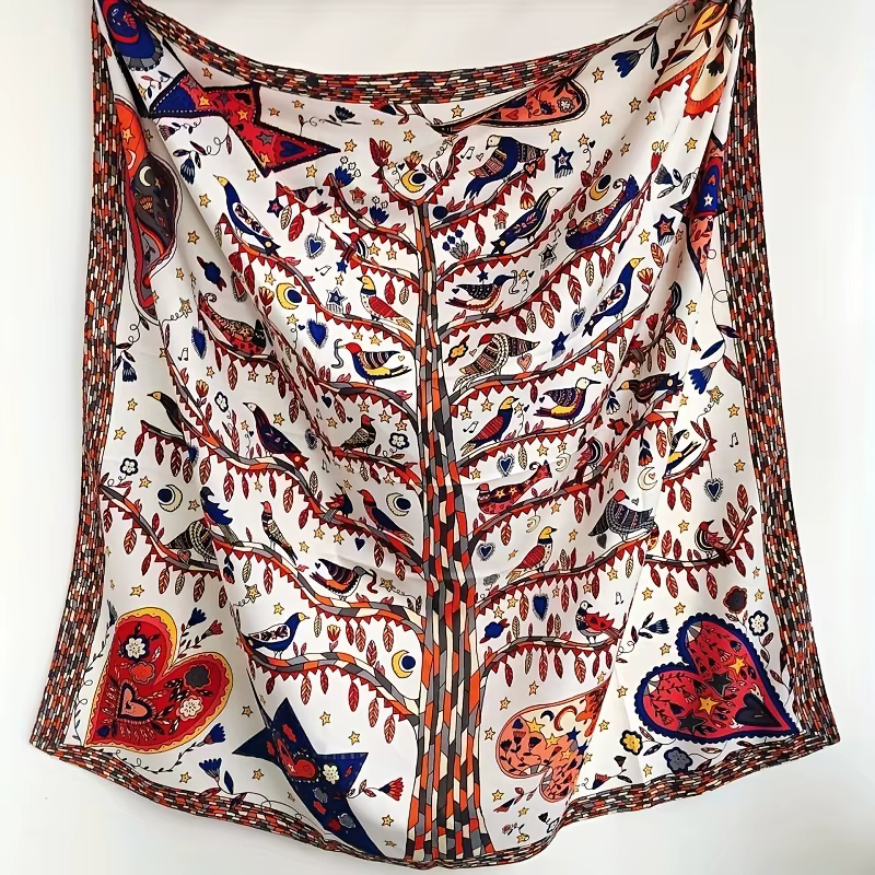 Luxe amour arbre imprimé concepteur 90 carré écharpe sergé soie femmes tête châles enveloppes cou foulards Hijab Bandana Pashmina bandeau