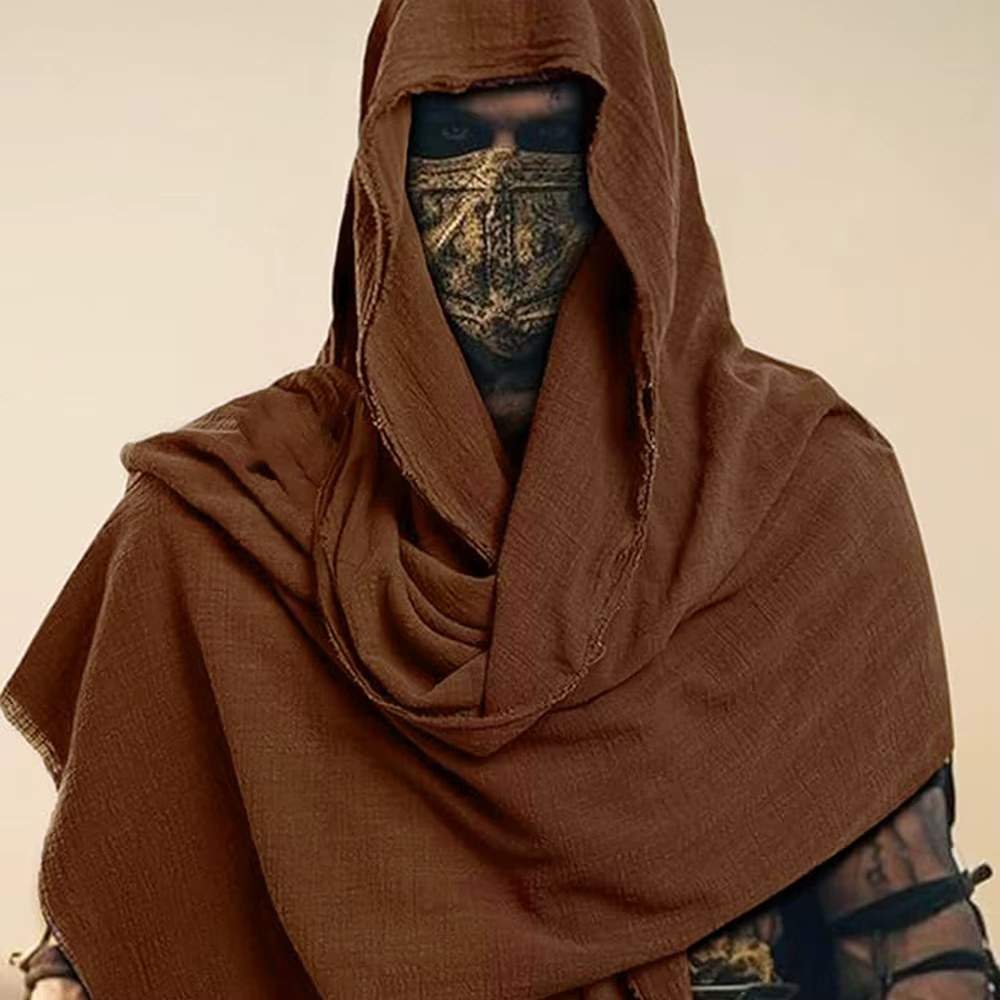 Cosplay unisexe homme médiéval Pirate rétro capuche écharpe noir/marron enveloppe cape Vintage Halloween mascarade Costume épaule capot