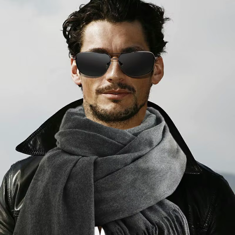 Écharpe de mode homme hiver chaud doux pour la peau longue silencieux avec gland cachemire enveloppes coupe-vent au jour froid unisexe Pashmina