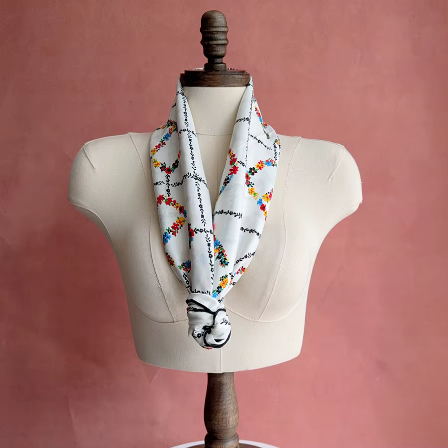 Foulard de tête 90 à 90 imprimé Floral luxe sergé grand