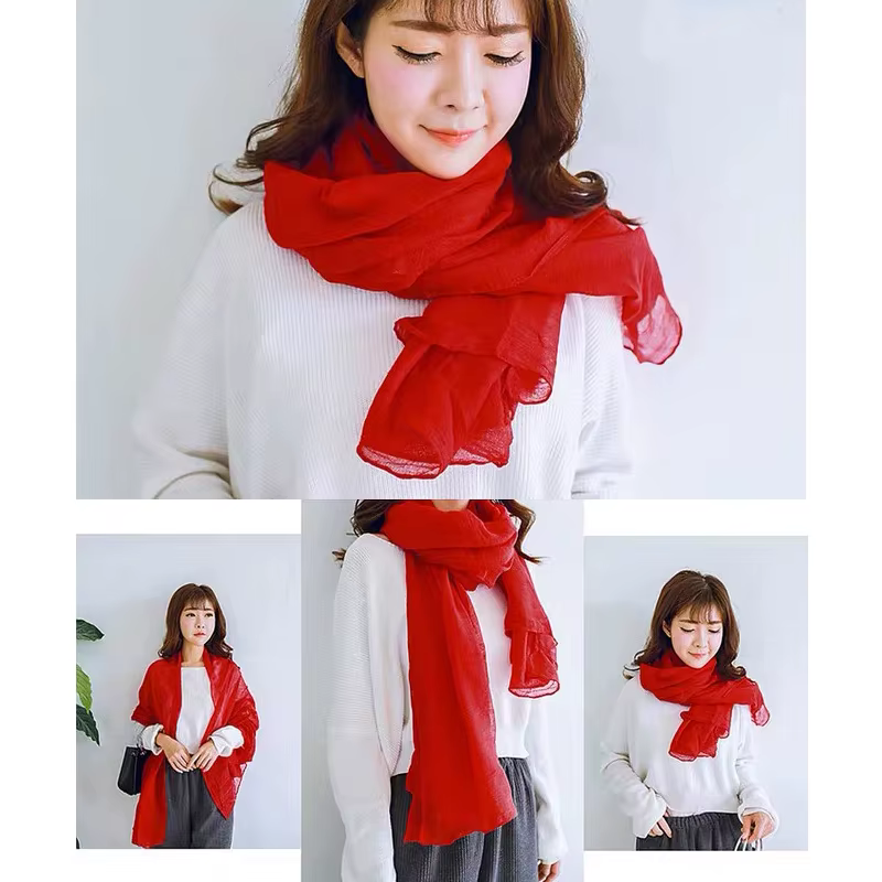 Mode 17 couleurs femmes longue écharpe Wrap foulards Vintage coton lin grand châle Hijab élégant solide violet noir rouge 180*45 cm