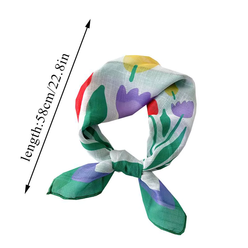 Petit foulard carré en coton et lin