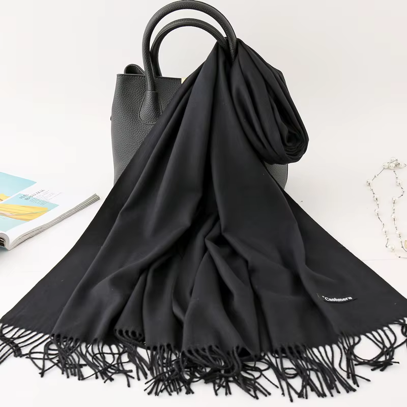 Écharpe en cachemire de couleur unie pour hommes hiver Pashmina foulard chaud marine noir gris foulards d'affaires