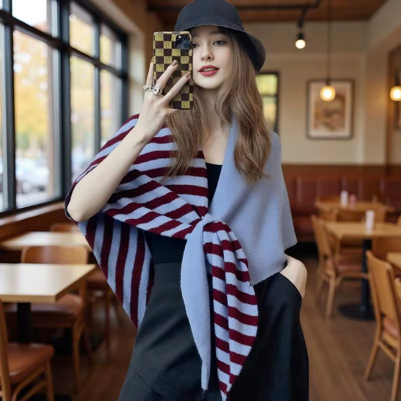 Écharpe à rayures de couleur assortie pour femmes