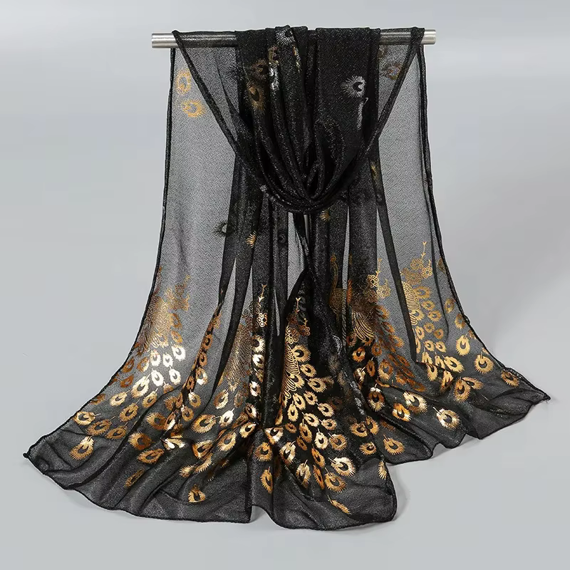 Écharpe bronzante paon 170cm x 60cm