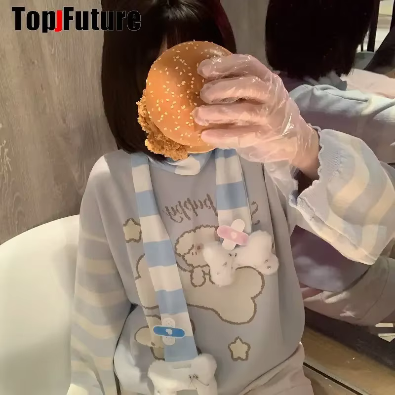 Harajuku gothique Lolita Y2k fille Punk femmes longue écharpe streetwear ange fourrure os foulards
