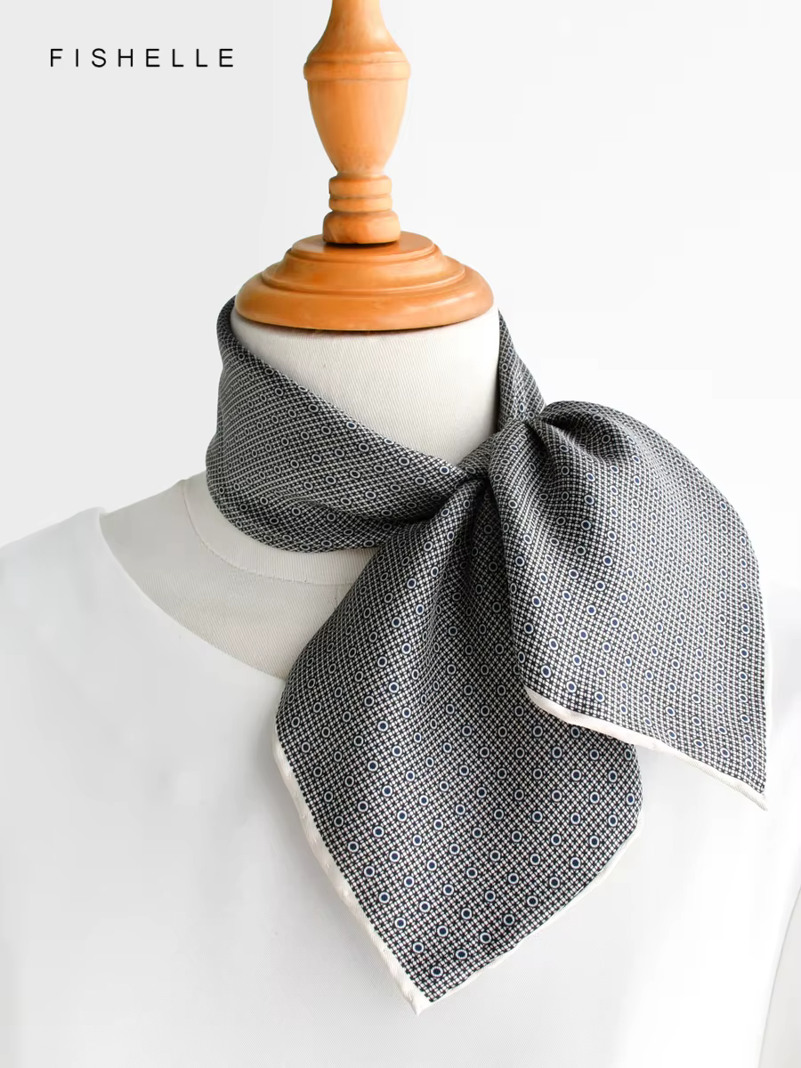 Gris grille hommes poche carré 100% foulard en soie sergé