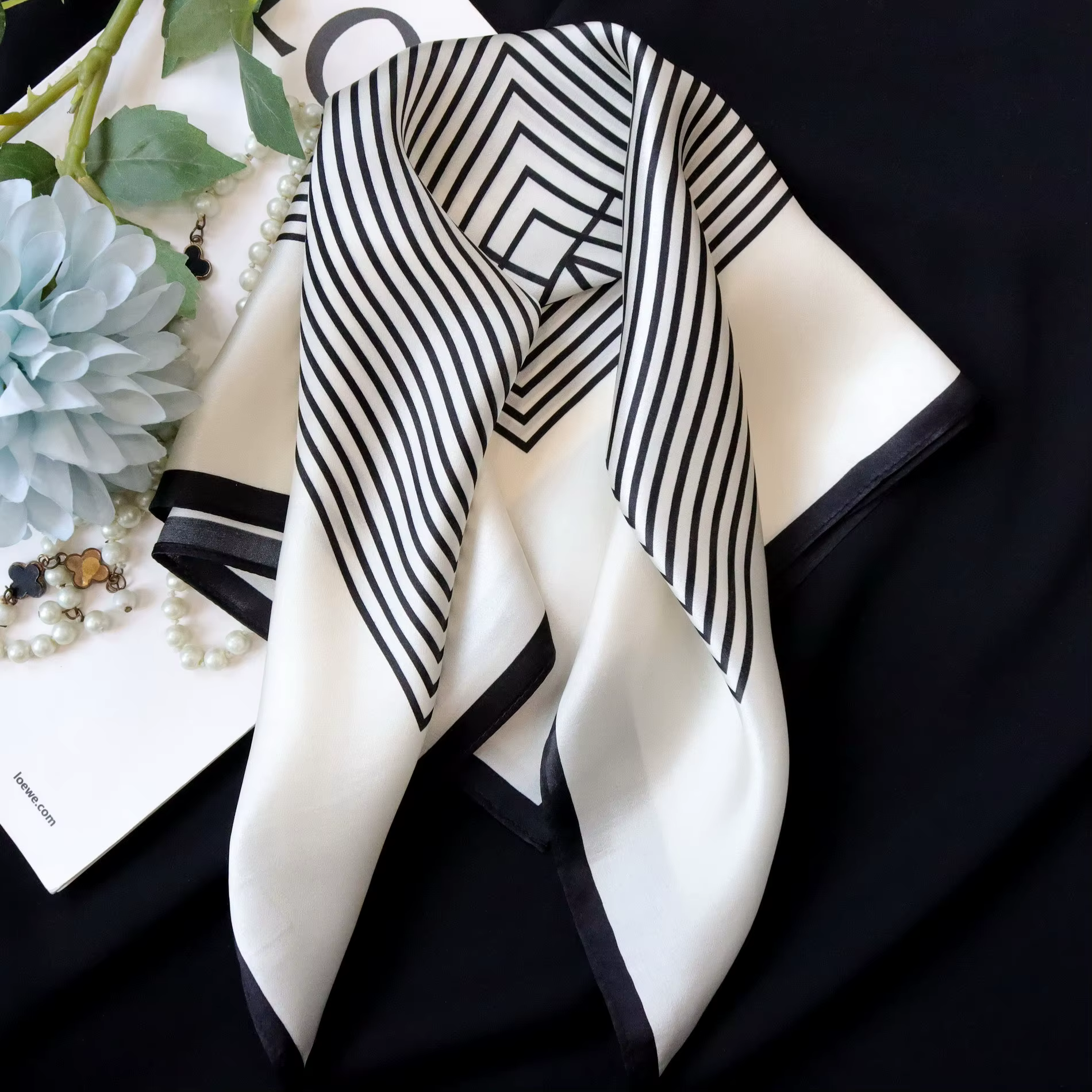 Homme poche écharpe Vintage noir rayé imprimé cravates 100% mûrier soie Bandanas affaires hommes costume accessoires foulard