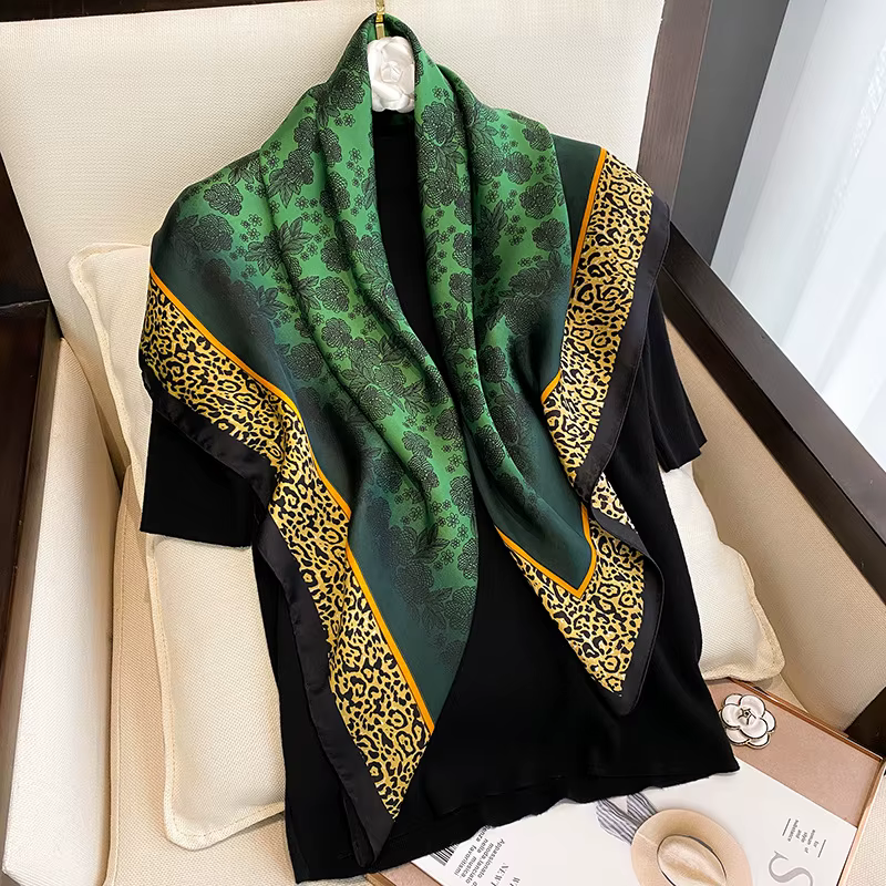 90*90 cm femmes carré Foulard en soie marque de luxe grand châle