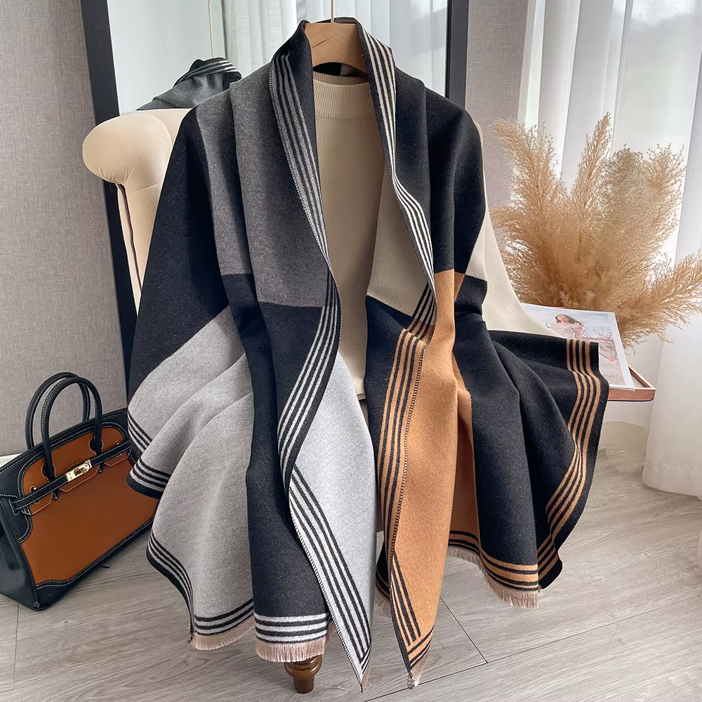 Nouveau luxe hiver écharpe femmes cachemire chaud Pashmina marque Foulard femme châles enveloppes épais doux Bufanda Poncho foulards Hijab