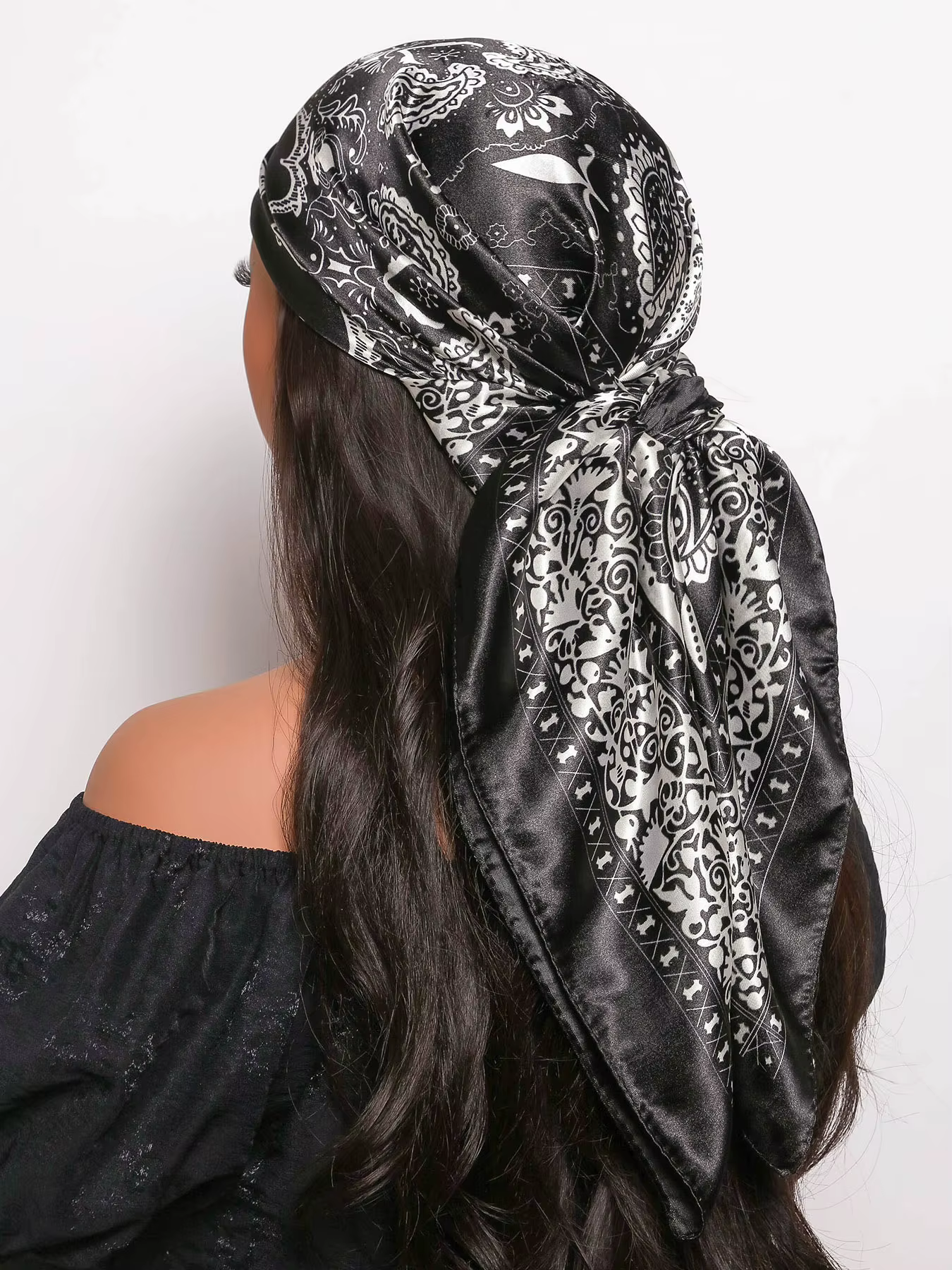 90*90 cm Foulard de cheveux femmes créateur de mode belles fleurs