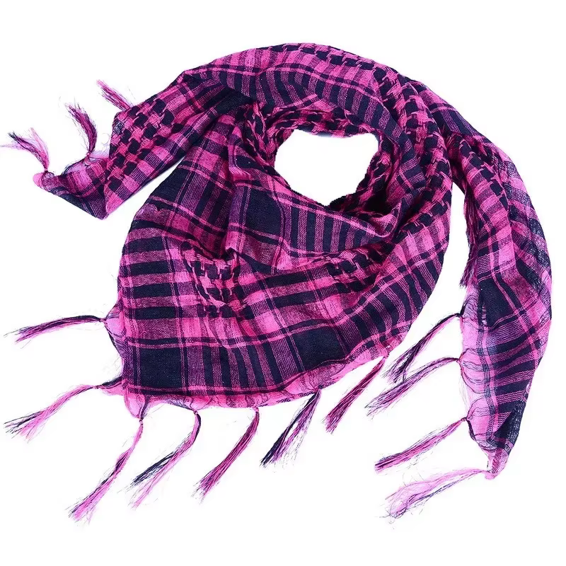 Écharpe en coton léger à carreaux pour hommes et femmes, écharpe Keffiyeh pour l'hiver, châle carré, couvre-cou tactique, 1/2 pièces