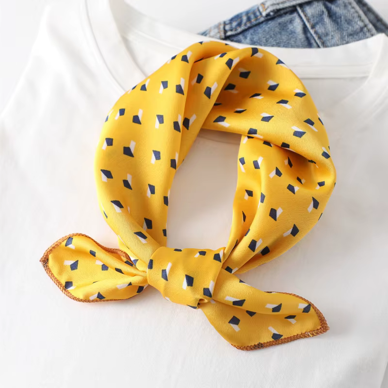 Femmes écharpe 50*50 cm carré maigre rétro tête petite taille foulards de cheveux en soie foulard bureau dame imprimer