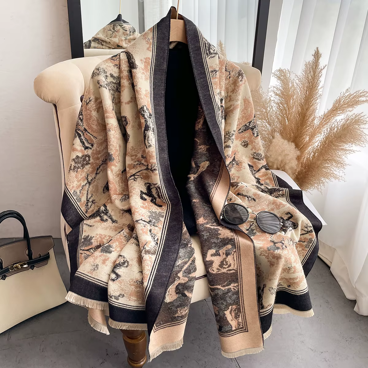 Luxe hiver cachemire écharpe femmes conception chaude Pashmina couverture Poncho foulards femme nouveau Animal châle épais Foulard Bufanda