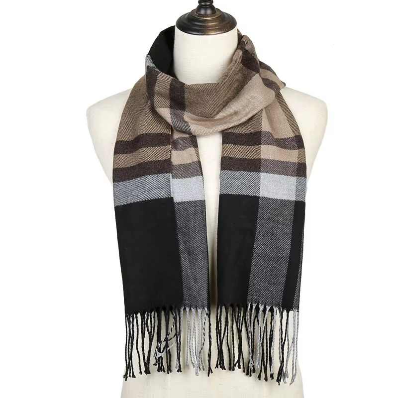 Femmes classique Plaid écharpe glands châle mince Pashmina étoles luxe Design