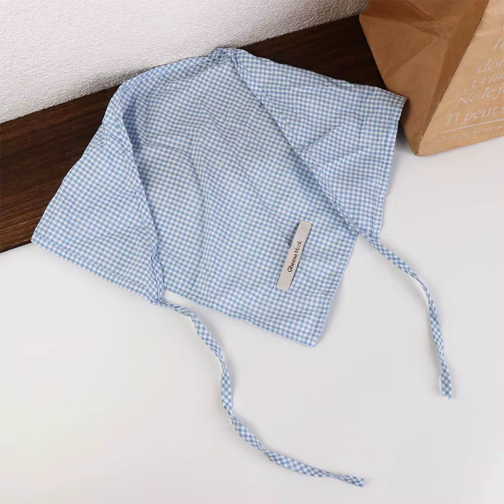 Foulard Cheveux Roux Bohème Bandana Style Pastoral Bleu Triangle Bandeau