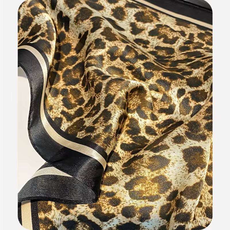 Leapord foulard de cou 100% foulards de cheveux en soie de mûrier couvre-chef décontracté carré